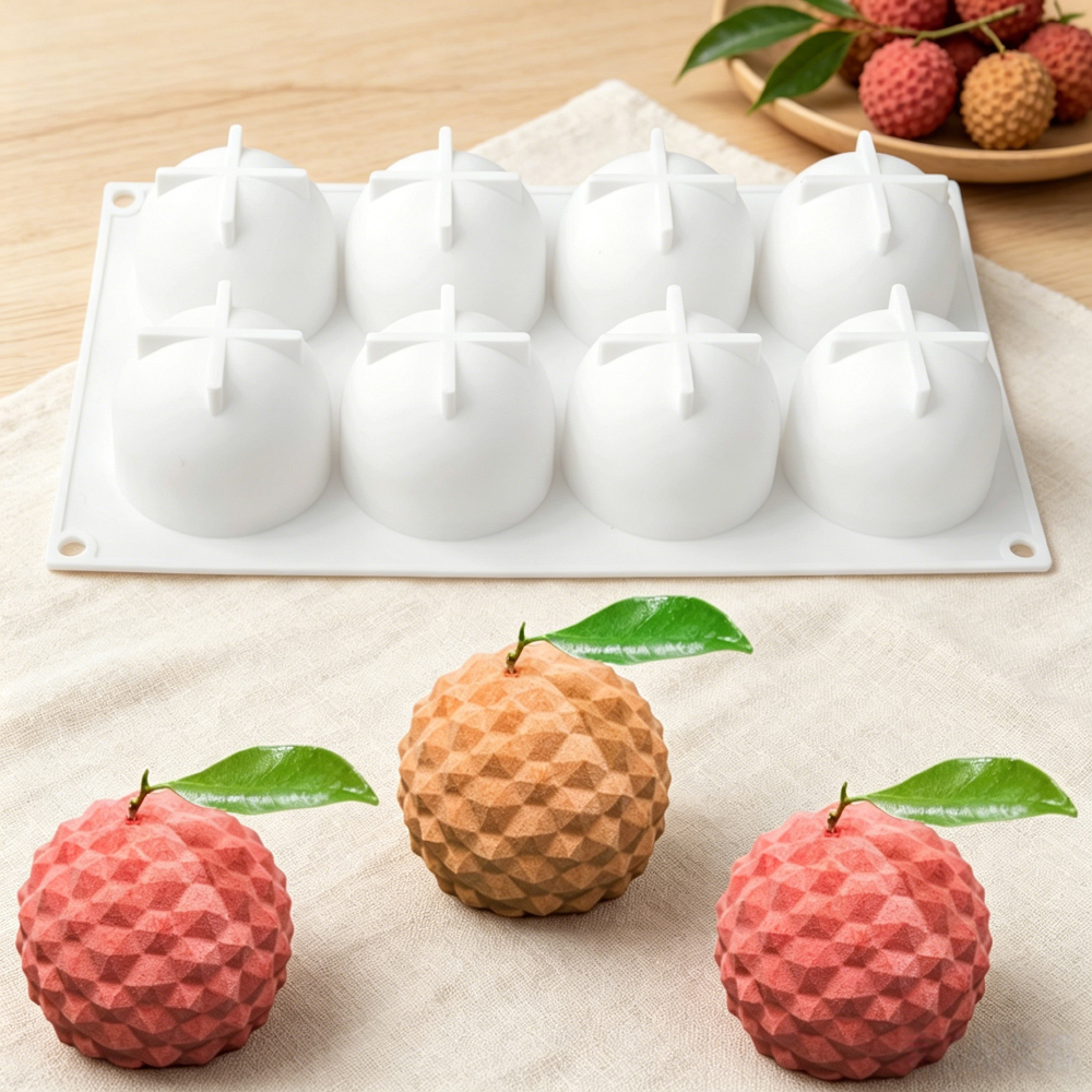 Soap Making Bar - 8‑Cavity Lychee Silicone Mold Chocolate Pudding
