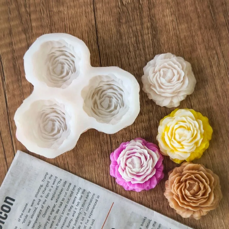 Soap Making Bar - Peony Flower Candle Silicone Mold 3D