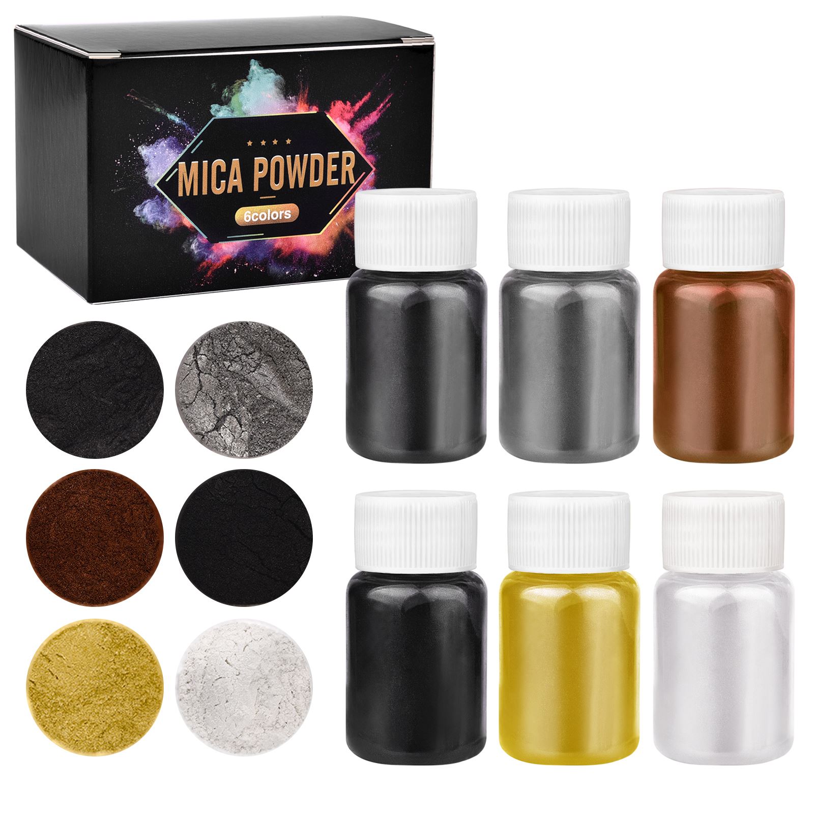 6Color/ Box Epoxy Mica Powder  - đánh giá và giá Soap Making Book